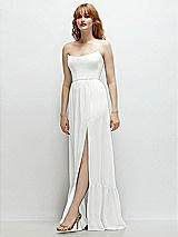 Side View Thumbnail - White Strapless Cat-Eye Corset Maxi Dress with Ruffle Hem A-Line Skirt