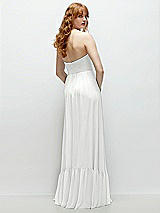 Rear View Thumbnail - White Strapless Cat-Eye Corset Maxi Dress with Ruffle Hem A-Line Skirt