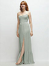 Side View Thumbnail - Willow Green Strapless Cat-Eye Corset Maxi Dress with Ruffle Hem A-Line Skirt