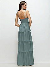 Rear View Thumbnail - Icelandic Bustier-Style Chiffon Tiered Ruffle Maxi Dress with Adjustable Straps