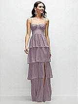 Front View Thumbnail - Lilac Dusk Bustier-Style Chiffon Tiered Ruffle Maxi Dress with Adjustable Straps