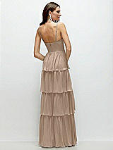 Rear View Thumbnail - Topaz Bustier-Style Chiffon Tiered Ruffle Maxi Dress with Adjustable Straps