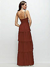 Rear View Thumbnail - Auburn Moon Bustier-Style Chiffon Tiered Ruffle Maxi Dress with Adjustable Straps