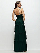 Rear View Thumbnail - Evergreen Bustier-Style Chiffon Tiered Ruffle Maxi Dress with Adjustable Straps