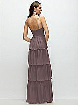 Rear View Thumbnail - French Truffle Bustier-Style Chiffon Tiered Ruffle Maxi Dress with Adjustable Straps