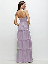 Rear View Thumbnail - Lilac Haze Bustier-Style Chiffon Tiered Ruffle Maxi Dress with Adjustable Straps