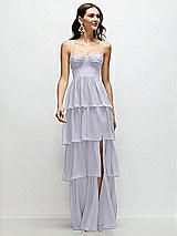 Front View Thumbnail - Silver Dove Bustier-Style Chiffon Tiered Ruffle Maxi Dress with Adjustable Straps