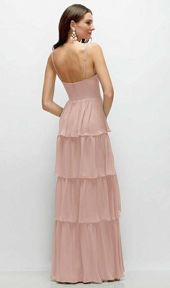 Back View - Toasted Sugar Bustier-Style Chiffon Tiered Ruffle Maxi Dress with Adjustable Straps