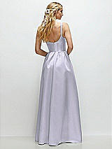 Rear View Thumbnail - Silver Dove Scoop Neck Inset Corset Satin Maxi Dress with Pockets