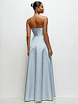 Rear View Thumbnail - Mist Strapless Draped Cat-Eye Satin Maxi Dress with Full Skirt