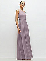 Side View Thumbnail - Lilac Dusk Chiffon One-Shoulder Maxi Dress with Circle Skirt