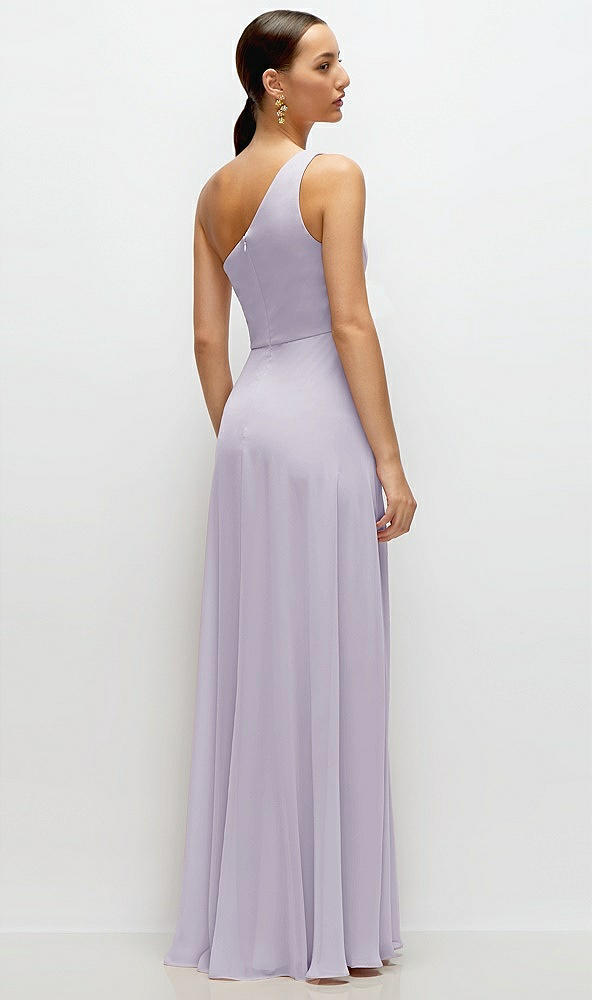 Back View - Moondance Chiffon One-Shoulder Maxi Dress with Circle Skirt