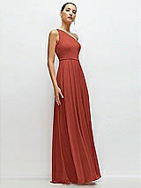 Side View Thumbnail - Amber Sunset Chiffon One-Shoulder Maxi Dress with Circle Skirt