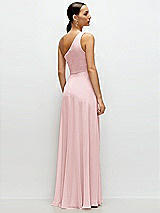 Rear View Thumbnail - Ballet Pink Chiffon One-Shoulder Maxi Dress with Circle Skirt