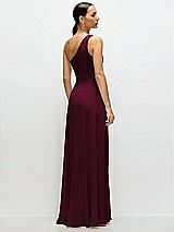 Rear View Thumbnail - Cabernet Chiffon One-Shoulder Maxi Dress with Circle Skirt