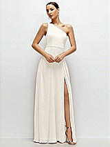 Front View Thumbnail - Ivory Chiffon One-Shoulder Maxi Dress with Circle Skirt