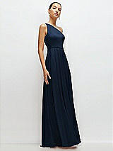 Side View Thumbnail - Midnight Navy Chiffon One-Shoulder Maxi Dress with Circle Skirt