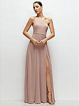 Front View Thumbnail - Neu Nude Chiffon One-Shoulder Maxi Dress with Circle Skirt