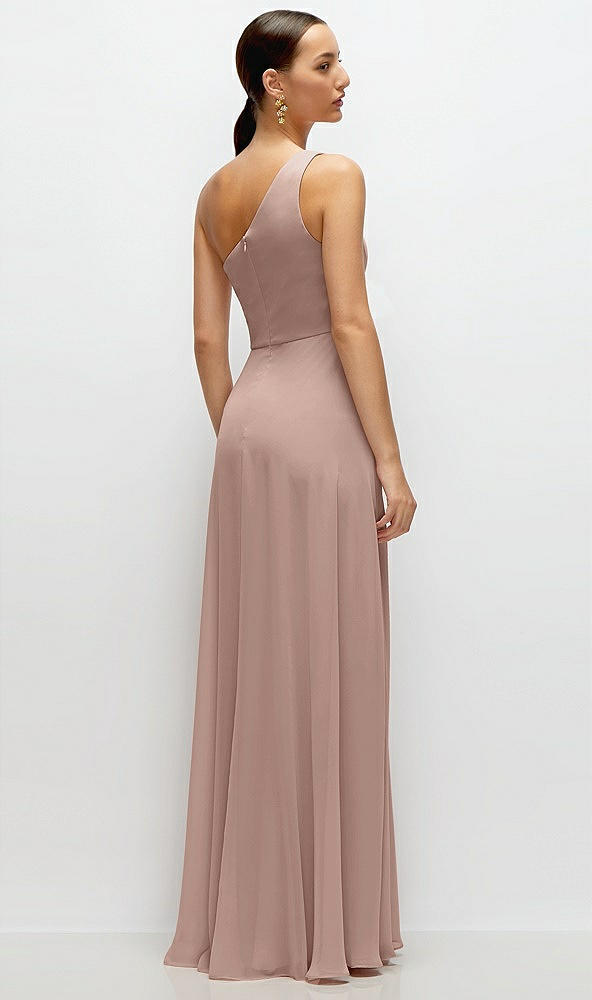 Back View - Neu Nude Chiffon One-Shoulder Maxi Dress with Circle Skirt