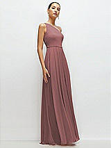 Side View Thumbnail - Rosewood Chiffon One-Shoulder Maxi Dress with Circle Skirt