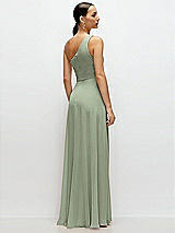 Rear View Thumbnail - Sage Chiffon One-Shoulder Maxi Dress with Circle Skirt