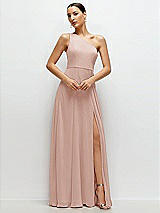 Front View Thumbnail - Toasted Sugar Chiffon One-Shoulder Maxi Dress with Circle Skirt