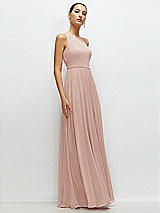 Side View Thumbnail - Toasted Sugar Chiffon One-Shoulder Maxi Dress with Circle Skirt