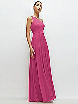 Side View Thumbnail - Tea Rose Chiffon One-Shoulder Maxi Dress with Circle Skirt