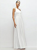 Side View Thumbnail - White Chiffon One-Shoulder Maxi Dress with Circle Skirt