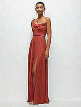 Side View Thumbnail - Amber Sunset Chiffon One-Shoulder Maxi Dress with Draped Cowl Neckline