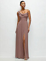 Front View Thumbnail - Sienna Chiffon One-Shoulder Maxi Dress with Draped Cowl Neckline