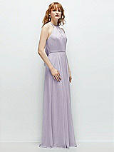 Side View Thumbnail - Moondance Shirred Halter Chiffon Maxi Dress with Back Sash-Tie Closure