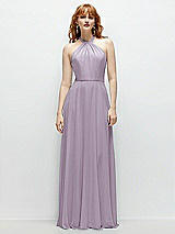 Front View Thumbnail - Lilac Haze Shirred Halter Chiffon Maxi Dress with Back Sash-Tie Closure