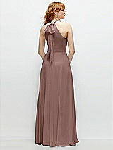 Rear View Thumbnail - Sienna Shirred Halter Chiffon Maxi Dress with Back Sash-Tie Closure