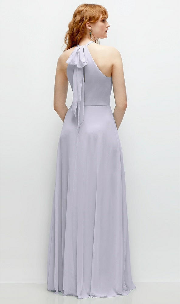 Back View - Silver Dove Shirred Halter Chiffon Maxi Dress with Back Sash-Tie Closure