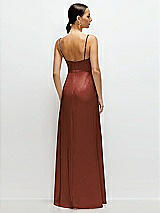 Rear View Thumbnail - Auburn Moon Cowl Neck Satin Maxi Dress with Adjustable Spaghetti Straps