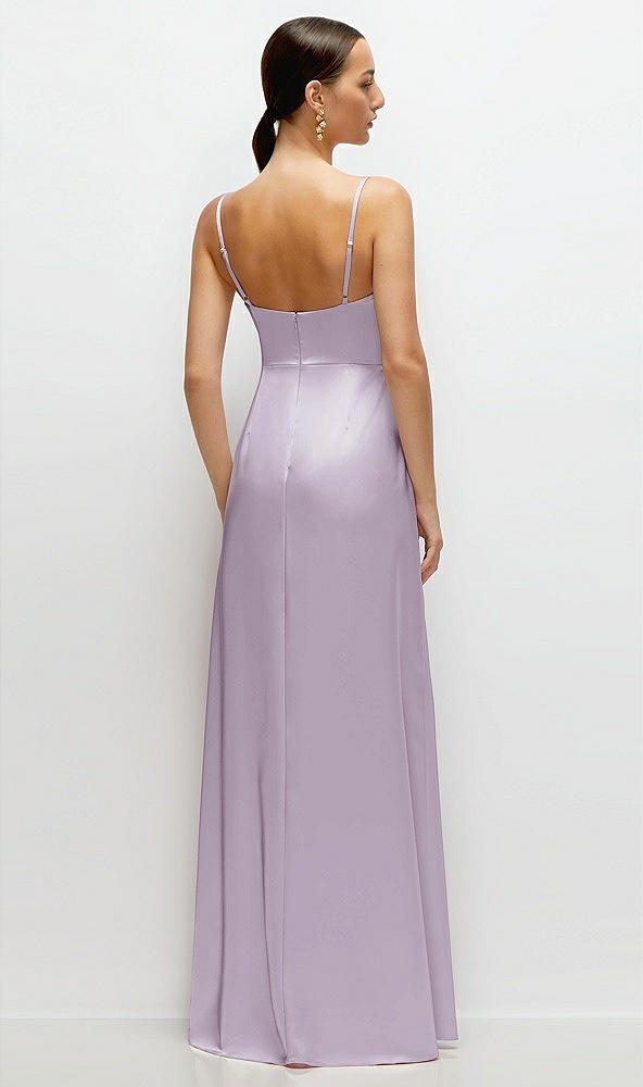 Back View - Lilac Haze Cowl Neck Satin Maxi Dress with Adjustable Spaghetti Straps