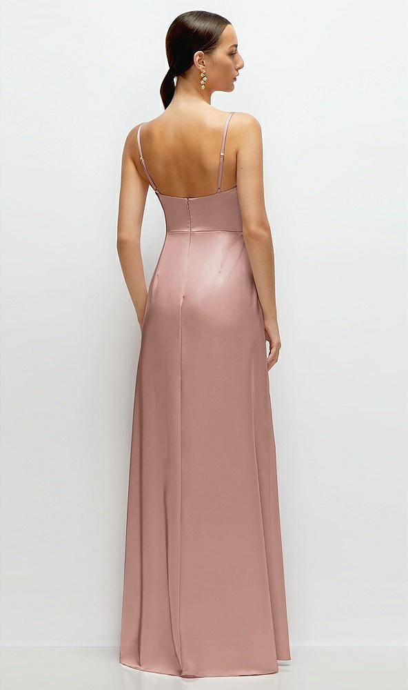 Back View - Neu Nude Cowl Neck Satin Maxi Dress with Adjustable Spaghetti Straps