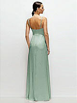 Rear View Thumbnail - Seagrass Cowl Neck Satin Maxi Dress with Adjustable Spaghetti Straps