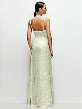 Rear View Thumbnail - Vintage Primrose Celadon Floral Cowl Neck Satin Maxi Dress with Adjustable Spaghetti Straps