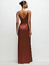 Rear View Thumbnail - Auburn Moon Pleated Faux Wrap Satin Maxi Dress with Adjustable Spaghetti Straps