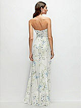 Rear View Thumbnail - Bleu Garden Strapless Pleated Surplice Chiffon Maxi Dress with A-Line Skirt