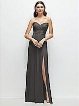 Alt View 1 Thumbnail - Caviar Gray Strapless Pleated Surplice Chiffon Maxi Dress with A-Line Skirt