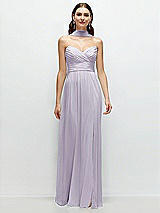 Front View Thumbnail - Moondance Strapless Pleated Surplice Chiffon Maxi Dress with A-Line Skirt