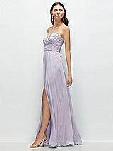 Side View Thumbnail - Moondance Strapless Pleated Surplice Chiffon Maxi Dress with A-Line Skirt