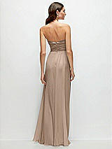 Rear View Thumbnail - Topaz Strapless Pleated Surplice Chiffon Maxi Dress with A-Line Skirt