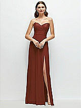 Alt View 1 Thumbnail - Auburn Moon Strapless Pleated Surplice Chiffon Maxi Dress with A-Line Skirt