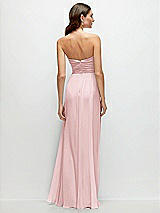 Rear View Thumbnail - Ballet Pink Strapless Pleated Surplice Chiffon Maxi Dress with A-Line Skirt