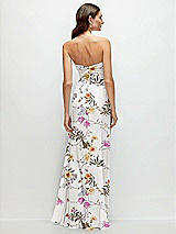 Rear View Thumbnail - Butterfly Botanica Ivory Strapless Pleated Surplice Chiffon Maxi Dress with A-Line Skirt