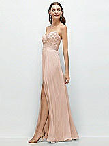 Side View Thumbnail - Cameo Strapless Pleated Surplice Chiffon Maxi Dress with A-Line Skirt